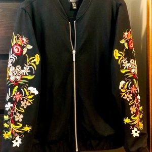 Du Jour QVC Embroidered Ponte Knit Bomber Jacket